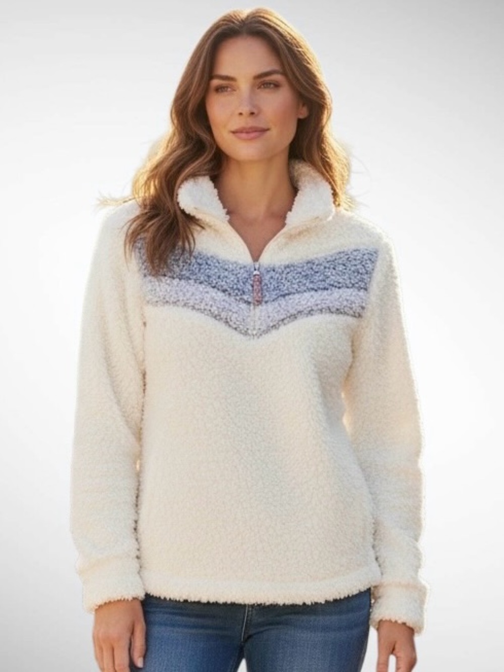Weatherproof Vintage Faux Fur Quarter-Zip Long Sleeve Jacket
